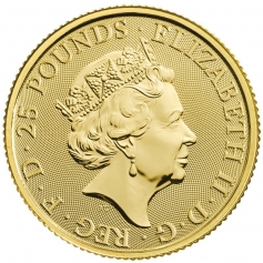 Золотая монета Великобритании 25 фунтов "Черный Бык" 2018 года 7,78 г.
